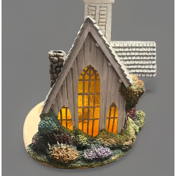 Thomas Kinkade Forest Chapel 2004 Votive Candle Holder Cottage House Village - Picture 9 of 10
